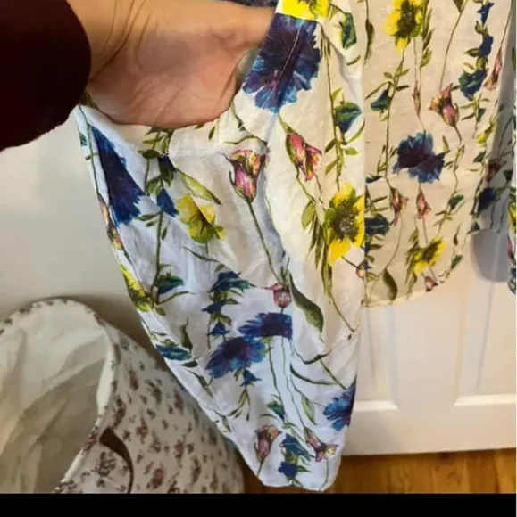 Italian Floral Linen Dress sz L - Picture 4 of 7